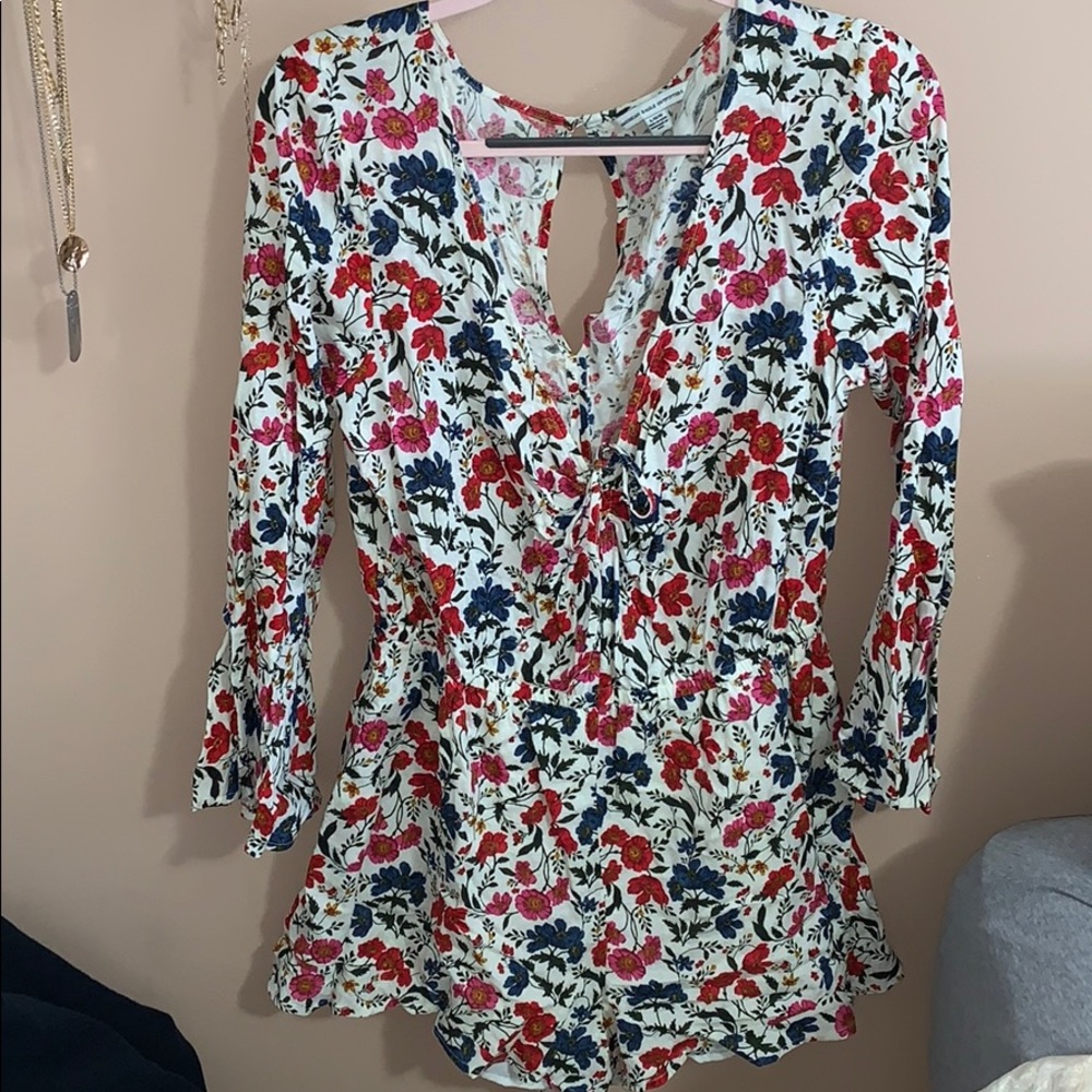Long sleeve floral romper